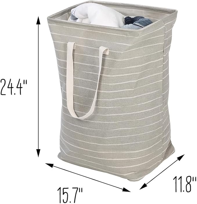 Honey-Can-Do Set of 2 Collapsible Fabric Laundry Basket Hampers With Handles HMP-09863 Grey