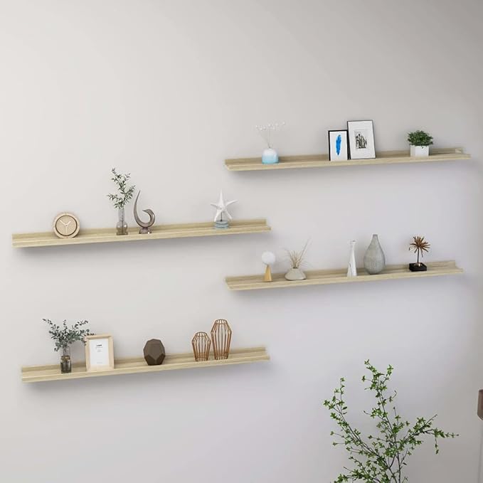 Wall Shelves 4 Pack Sonoma Oak Floating 39.4 Inch for Living Room Bedroom Storage Display with 11lb Capacity Easy Install Decorative Wall Mounted Shelves