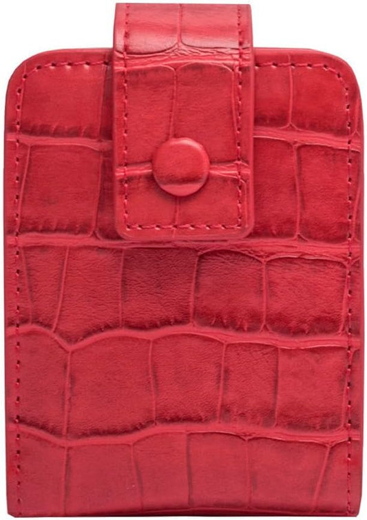 Lipstick Case, Genuine Leather Lipstick Case with Mirror, Lipstick Organizer Mini Cosmetic Storage for Women