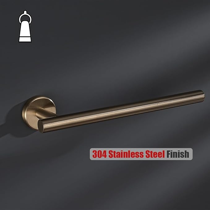 JQK 10 Inch Hand Towel Holder Towel Ring Champagne Bronze, Thicken 0.8mm 304 Stainless Steel Bathroom Hand Towel Bar, 9 Inch Useable Length Wall Mount Towel Rack, THH110L9-CB