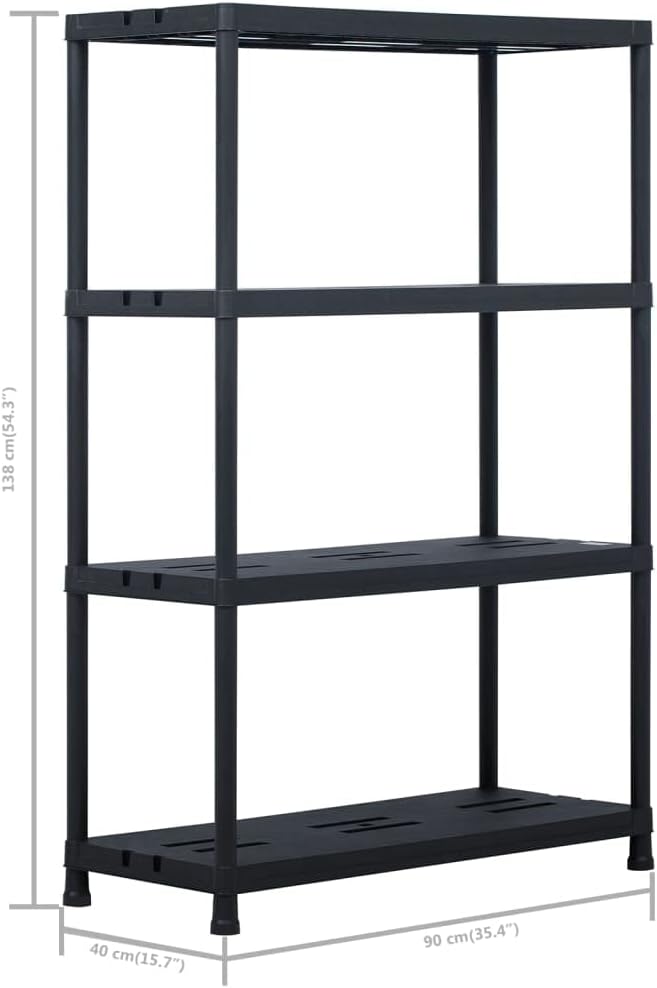 Storage Shelf Racks,Free Standing Storage Shelf, Modern Shelves for Kitchen Bathroom Warehouse, Office, Conference Room 2 Pcs Black 485 Lb 35.4"X15.7"X54.3" Plastic