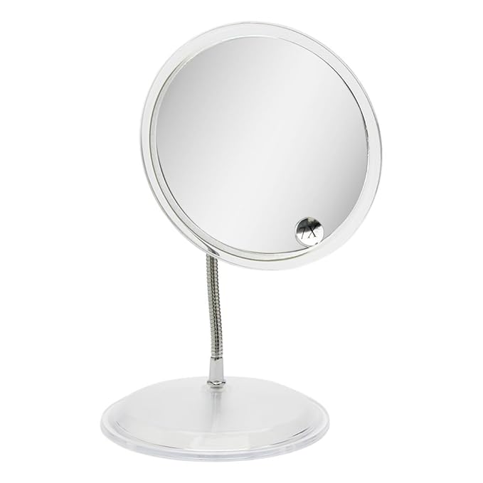 Gooseneck Vanity 7X Mirror with Clear Acrylic Frame