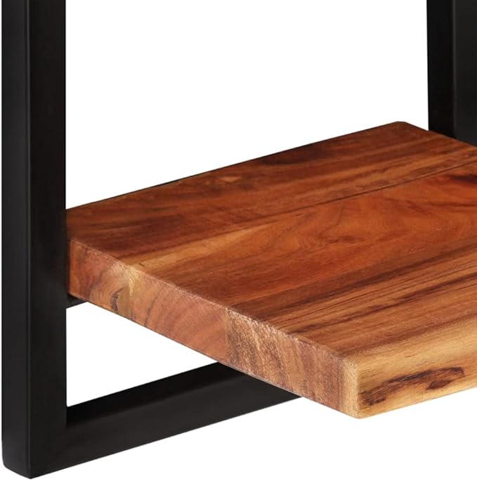 Set of 2 Rustic Floating Shelves, Solid Acacia Wood and Industrial Steel Wall Mounted Shelving Units for Living Room, Bedroom, and Home Office Storage, 29.5 Inch Tall