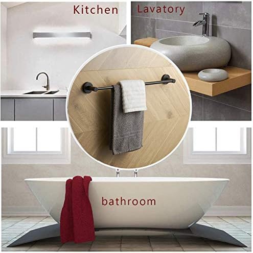 BESy Adjustable 15 to 26 Inch Single Bath Towel Bar Rack for Bathroom Accessories SUS304 Stainless Steel Towel Holder, Wall Mount with Screws Hand Towel Bar Rod Hotel Style, Matte Black