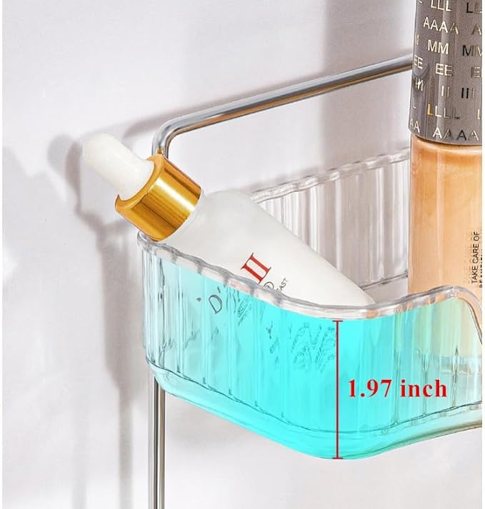 CESTATIVO Corner Bathroom Counter Organizer, Vanity Trays for Bathroom, Skincare Makeup Organizer Shelf, Shelf Cosmetics, Toiletries, Lotions, Perfumes (3 Tiers, Clear)