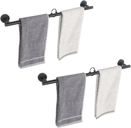 TocTen Bath Towel Bar - 2 Pack Thicken SUS304 Stainless Steel Towel Rack for Bathroom, Bathroom Hardware Accessories Towel Rod Heavy Duty Wall Mounted Towel Holder (24 Inch, Matte Black)