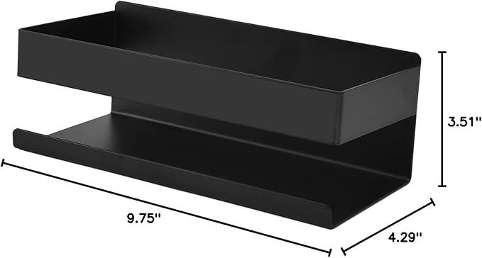 Hilitand Single Tier Shelf Toiletries and Cosmetics Storage Rack, Matte Black Bathroom Kitchen Organizer, No Drilling Installation