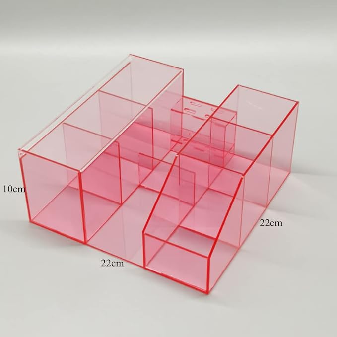 Large Capacity Empty Acrylic Storage Box, Eyelash Extension Supplies Accessories Tool Storage Display,Eyelash Grafting Beauty Makeup Tool Brush Kit Holder Display Rack Organizer (Transparent Pink)1