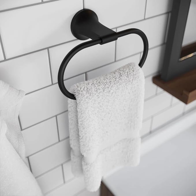 Pfister BRBPFM0B Pfirst Modern Bathroom Hand -Towel Ring, Matte Black (Pack of 3)