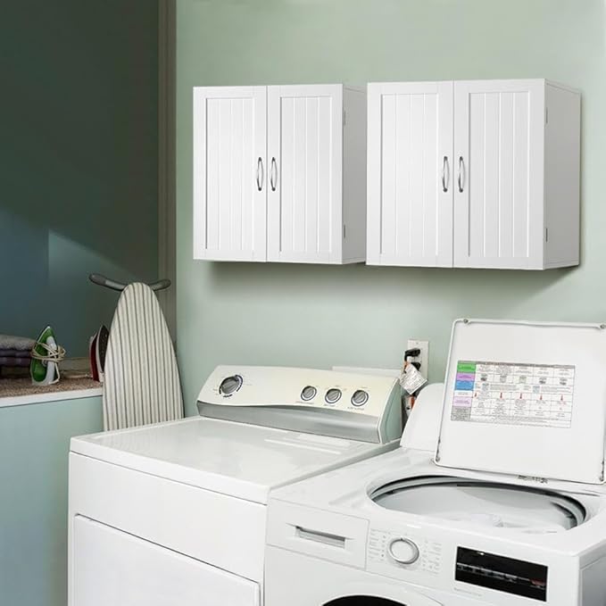 Yaheetech Bathroom Wall Cabinet, Medicine Cabinet with 2 Doors and Adjustable Shelf Cupboard Unit, Over The Toilet Storage Organizer for Living Room, Kitchen, Laundry