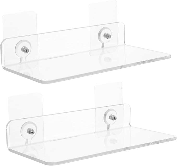 LIFKOME Durable Wall-Mounted Storage Rack 2 Pcs Modern Shelves Bathroom Shelf No Drill Minimalist Style