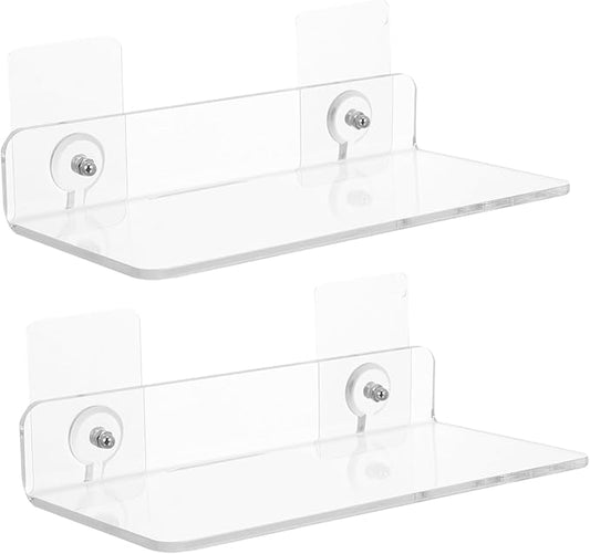 LIFKOME Durable Wall-Mounted Storage Rack 2 Pcs Modern Shelves Bathroom Shelf No Drill Minimalist Style