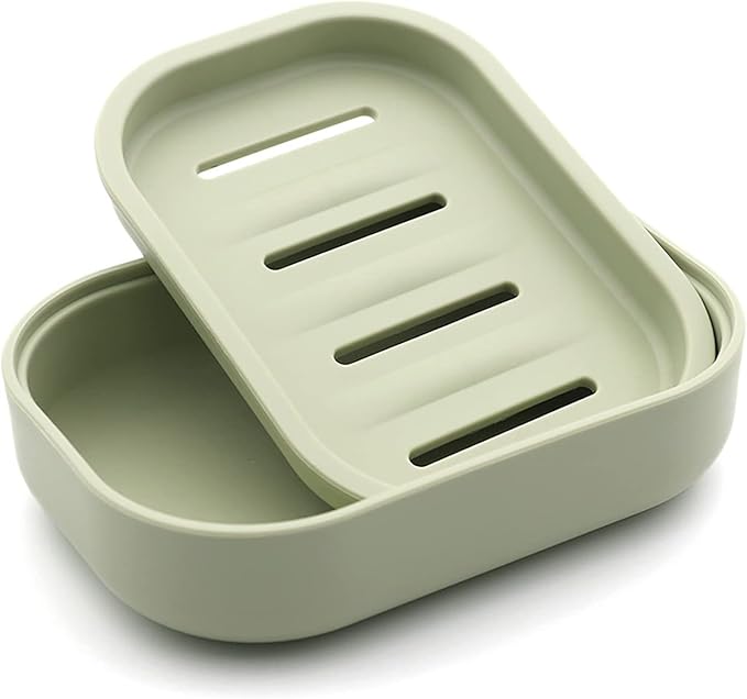 Plastic Soap Dish, Container, Keeps Soap Dry,Easy Cleaning,Drain,Light Green