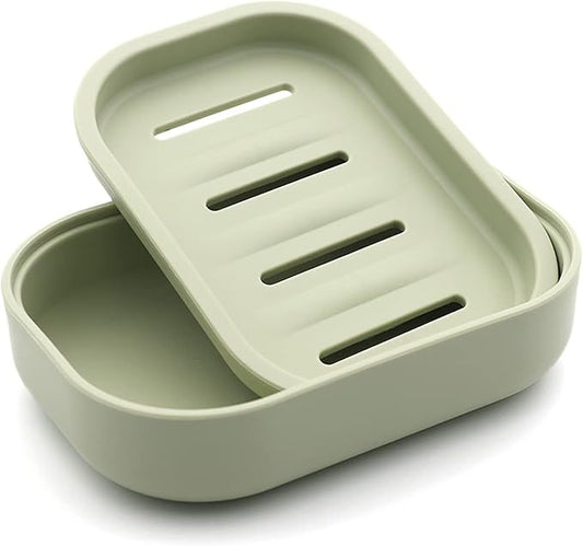 Plastic Soap Dish, Container, Keeps Soap Dry,Easy Cleaning,Drain,Light Green