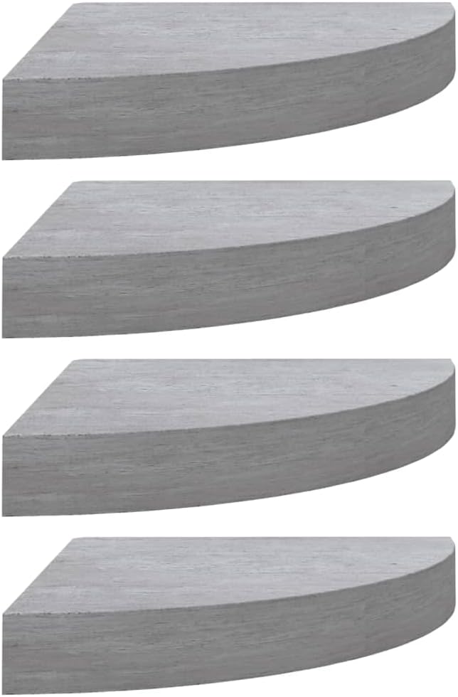 Wall Corner Shelves 4 Pack Concrete Gray Floating for Living Room Decor, 13.7x13.7x1.4 Inch MDF Honeycomb Storage Display Shelves with Invisible Mounting System