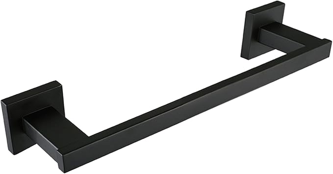 LANC Black Towel Bar for Bathroom Wall Mounted 16-Inche Matte Black Bath Towel Rack Stainless Steel Towel Rod for Cabinet Kitchen Towel Holder Towel Hanger Towel Rail, A9010MB-L4