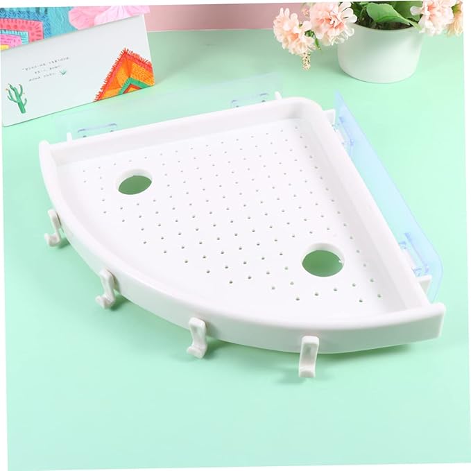 Triangle Bathroom Shelf with Suction Cup Traceless Storage Rack for Washing Supplies Easy-Clean Material Space-Saving Organizer for Home Decor White