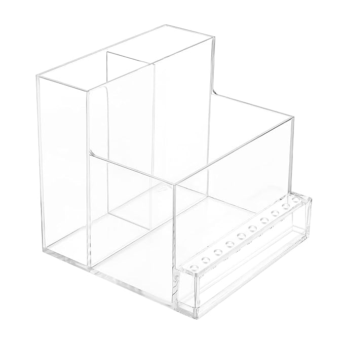 FRCOLOR Nail Drill Bits Holder Stand Display Organizer 10 Holes Transparent Storage Box for Nail Art Polishing Grinding Drill Bit 4.1inch