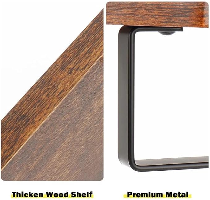 Hand Towel Holder/Towel Ring with Wooden Shelf, Hand Towel Rack, Hand Towel Hanger for Bathroom, Corner Bath Accessories Wall Mounted, Matte Black (9.2"-Diamond Shaped)