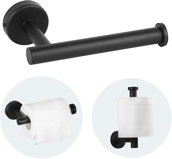 Toilet Paper Holder - SUS 304 Stainless Steel Toilet Paper Holder Wall Mount, Toilet Paper Roll Holder for Bathroom, Kitchen, Washroom - Matte Black
