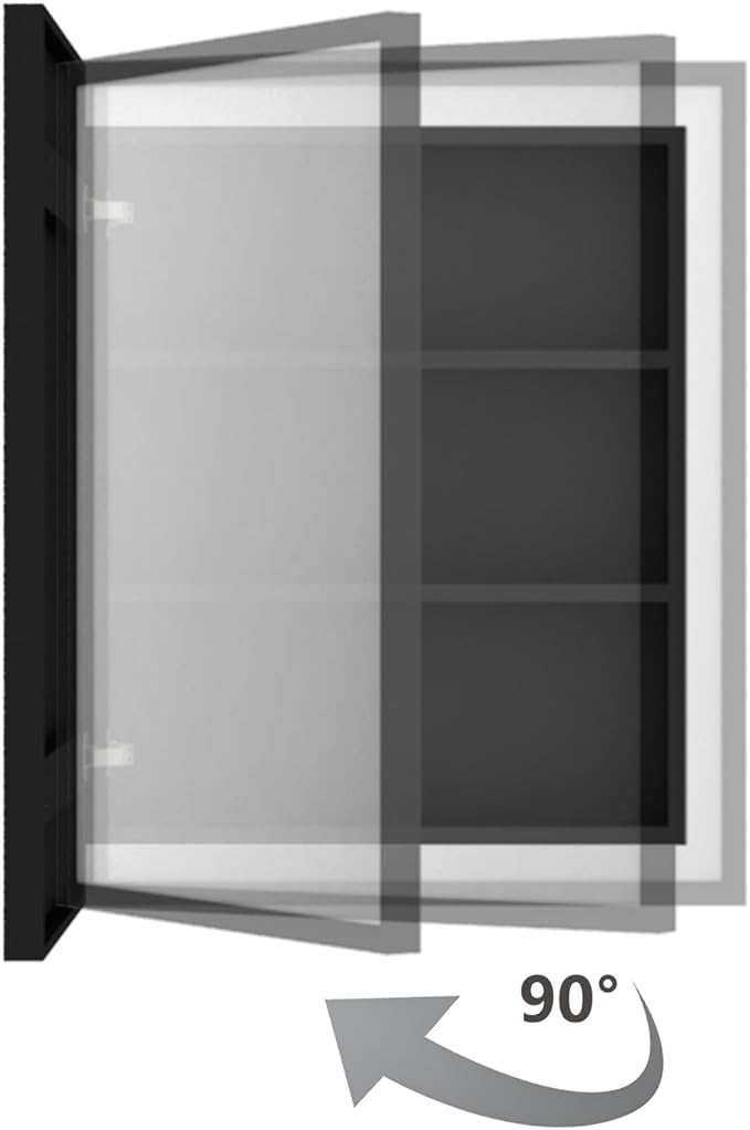 H & A Medicine Cabinet Bathroom Mirror, 28''x22'' Farmhouse Wood Frame Bathroom Medicine Cabinet with Mirror, Vanity Mirrors Recess or Surface Mounted Installation (Black-28x22'')