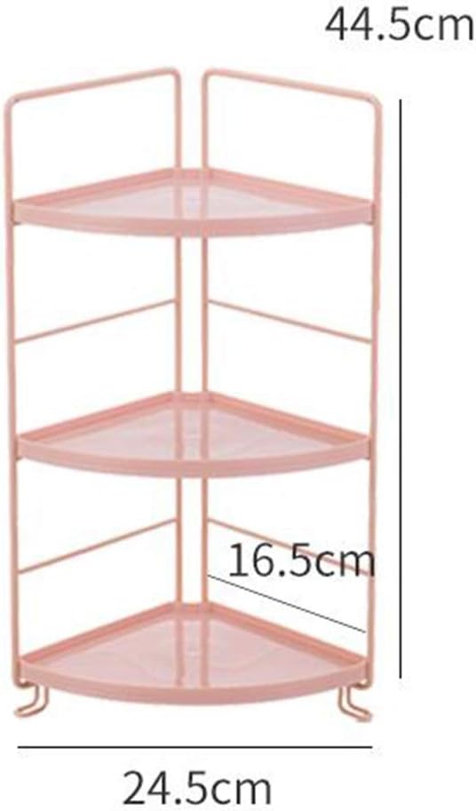 WFF Corner Storage Rack, 3 Levels Open-Save Space-Multi-Purpose Household Organizer Suitable for Bathroom, Office, Bedroom, Living Room (Color : Pink, Size : Sector)