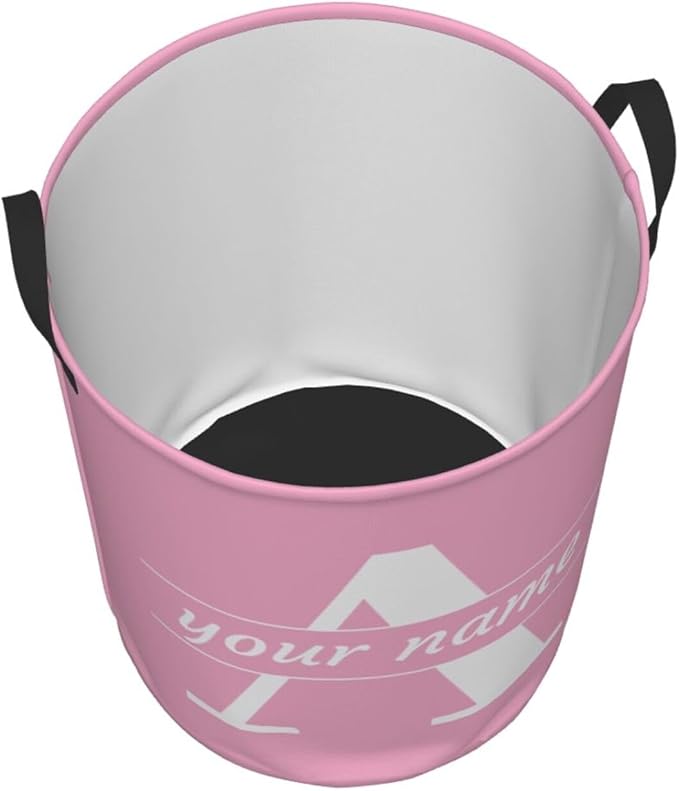 Custom Name Laundry Basket Personalized Laundry Hamper with Name Text Customized Collapsible Dirty Clothes Storage Basket with Handles for Bathroom Dorm Room Bedroom Barbershop Decor, 16.5x13.8 Inch