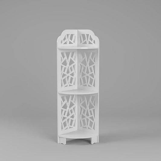 Three-Layer Wood-Plastic Panel PVC Home Bathroom Shelf 22 * 22 * 80cm White