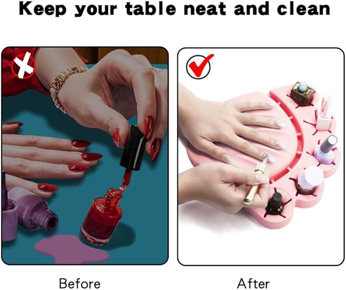 Anti Spill Free Tilt Nail Polish Bottle Holder, Home Fingernail Polish Stand Arm Rest Pad,Art Tool Nail Paint Tech Mat Polish Bottle Organizer Manicure Accessories