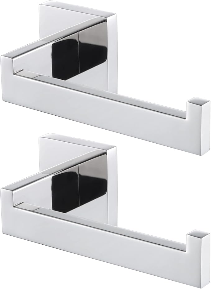 KOKOSIRI Toilet Paper Holder Chrome Toilet Roll Holder for Bathroom Kitchen Washroom T-304 Polished Stainless Steel Wall Mounted, 2 Pack, B2003CH-P2