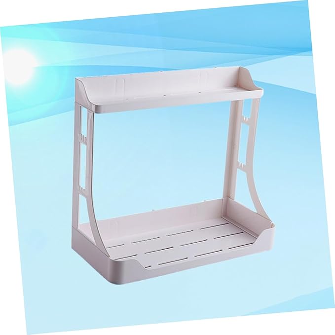 PRETYZOOM Space-saving Double Layer Bathroom Shelves Wall Mounted Storage Rack Punch for Bathroom Kitchen Living Room