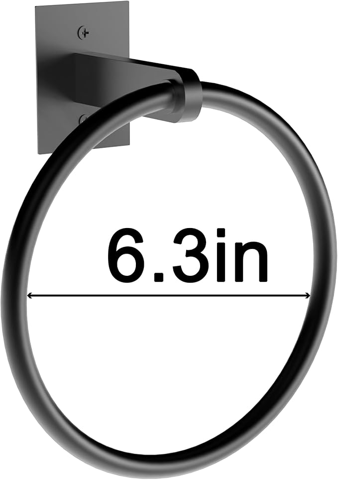 Bathroom Hand Towel Holder, Matte Black Towel Ring Hanger, Stainless Steel Towel Rings for Bathroom Wall Mount, Heavy Duty Towel Hanger for Bath, Kitchen