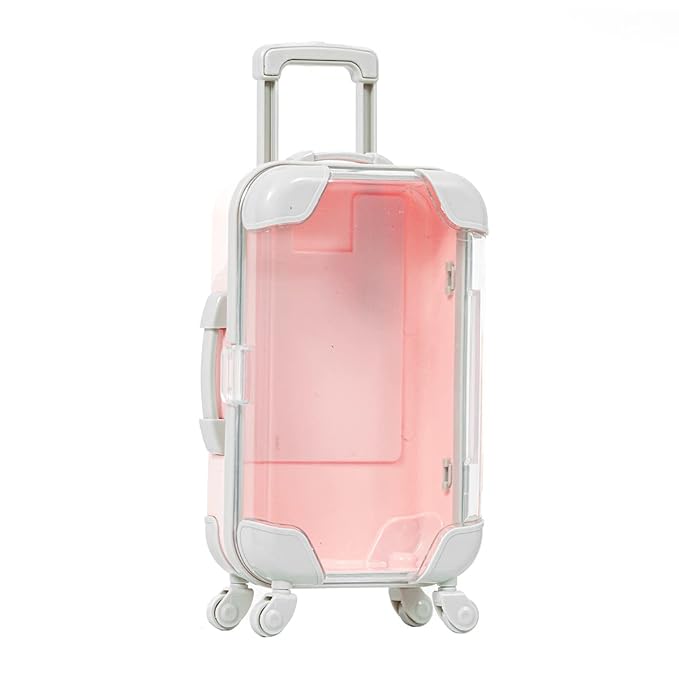 Fake Eyelash Organizer Case Eyelash Extension Mini Suitcase Lashes Organizer Packing Makeup Container Luaage Box for Women Travel 2 Eyelash Tray (Pink)