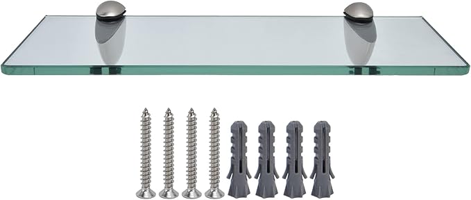 Glass Rack, Modern Design Zinc Alloy Storage Rack Wall Mounted Durable Bathroom Shelf for Home with Tempered Glass for Bathroom Accessory