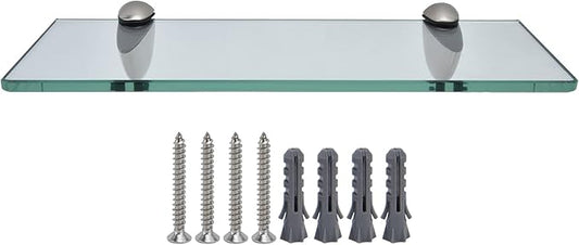 Glass Rack, Modern Design Zinc Alloy Storage Rack Wall Mounted Durable Bathroom Shelf for Home with Tempered Glass for Bathroom Accessory