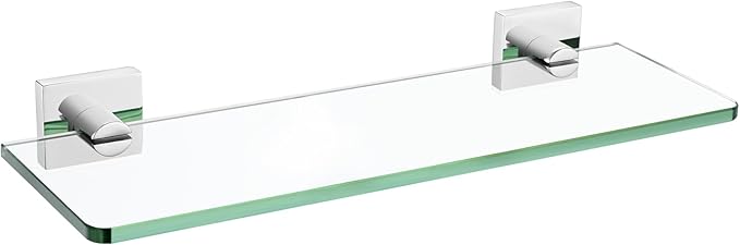 KOKOSIRI Floating Glass Shelf Bathroom Shelves Wall Mount 16-Inch Hanging Rack for Shower Storage Home Decor, Polished Stainless Steel B1107CH-L16