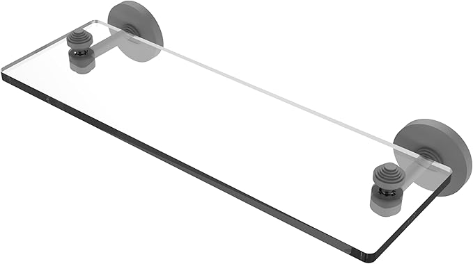 Allied Brass SB-1/16-GYM South Beach Collection 16 Inch Glass Vanity Beveled Edges Shelf, Matte Gray