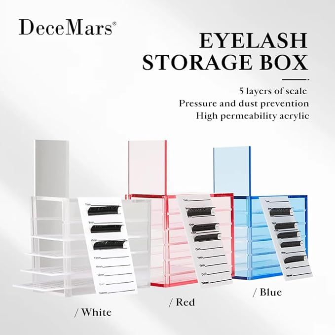 DeceMars 5 Layers Clear Acrylic False Eyelash Storage Box Eyelash Transparent Box Extension Tool Makeup Organizer Display Container Glue Pallet Lash Holder