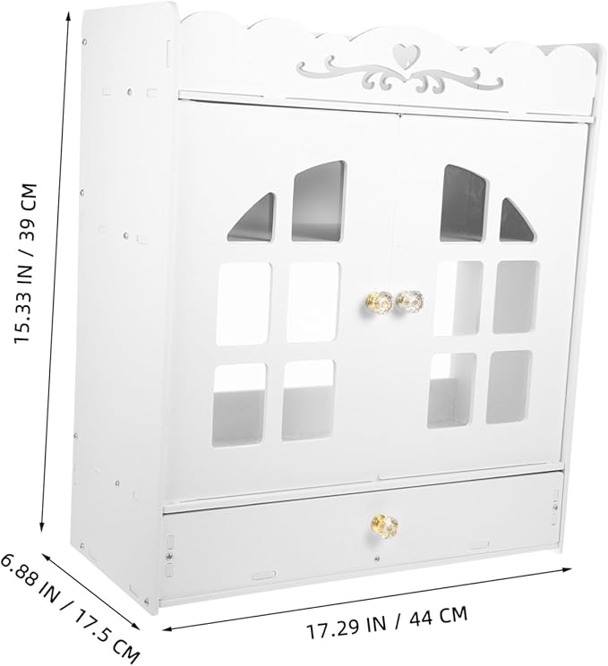 Wall-Mounted Bathroom Cabinet Organizer with Double Doors Vintage Cosmetic Storage Shelf for Toilet Area Multifunctional Space-Saving Locker Shelf