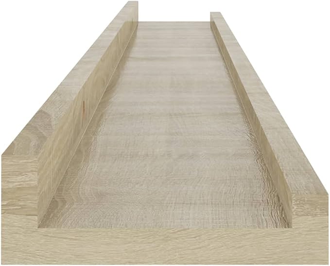 Sonoma Oak Wall Shelves Set of 4, 31.5 inch Floating Shelves for Living Room Bedroom Kitchen, MDF Wood Shelving Display Storage for Books Plants Decor