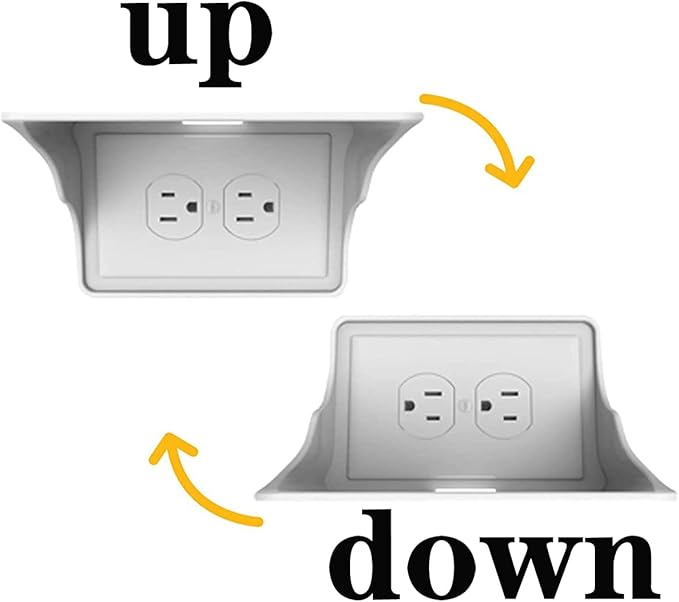 Horizontal Wall Outlet Shelf. Home Wall Shelf Organizer for Outlets. Perfect for Bathroom, Kitchen, Bedrooms with Cord Management and Easy Installation. White 2-Pack