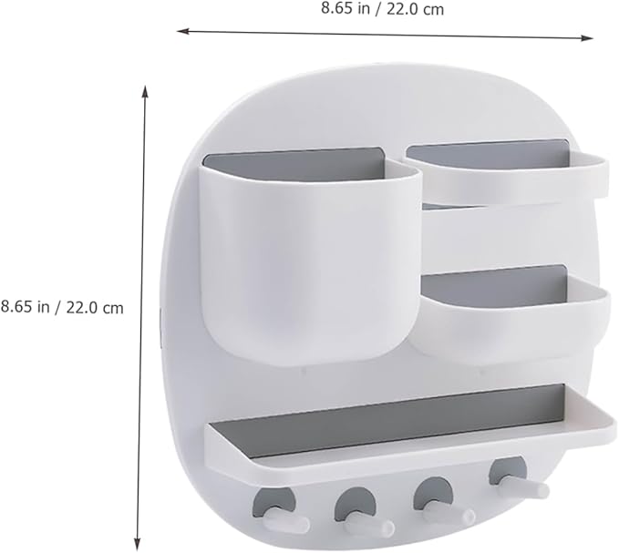 Remote Controller Stand Wall Mounted Bathroom Shelf Organizer Hooks Multi-Function Floating Storage for Toiletries and Bathroom Decor Stylish and Space-Saving Design