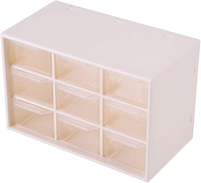 Portable Drawer Storage Box for Jewelry and Cosmetics Compact White Cabinet with Transparent Lattice Design Fits Desktops or Wall Mount