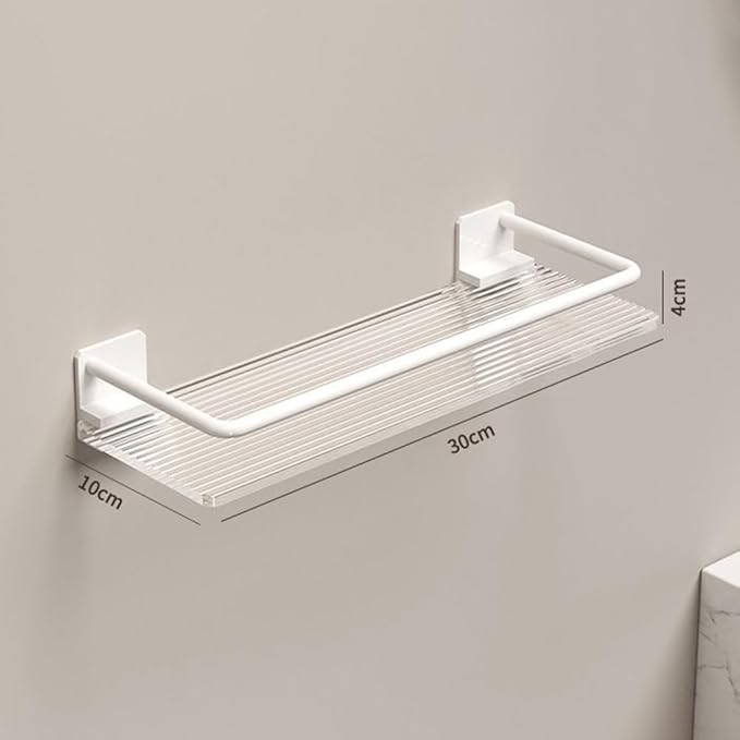 Wall Corner Shelf for Bathroom and Kitchen, 12 x 4 x 1.6 Inch Aluminum Suction Storage Rack with Strong Double Sucker, No Drilling Needed, Compatible with Tile Glass Marble Surfaces(White)