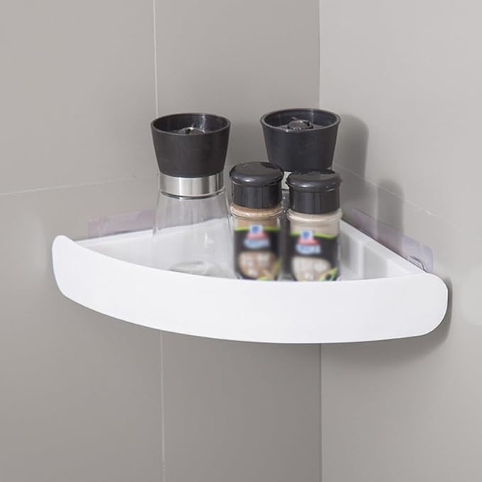 2Pcs Wall Corner Shelf Bathroom Organizer Racks Moisture Drainage Design Strong Adhesion for Kitchen and Toilet Storage