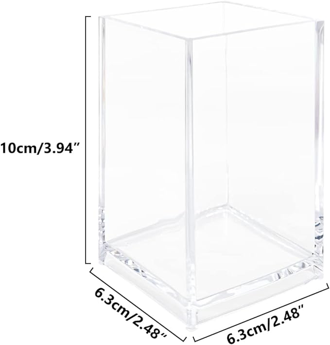 3 Pack Clear Acrylic Cosmetic Pencil Pen Holder Cup, Clear Makeup Brush Holder, Desk Acrylic Brushes Storage
