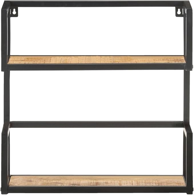 Wall Shelf with Storage 31.5x7.9x23.6 Inches Rustic Mango Wood Floating Shelves for Living Room Bedroom Bathroom Kitchen Display Organizer Black