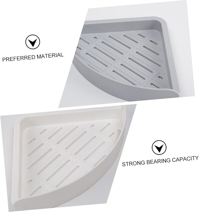 LALAFINA 2pcs Triangular Bathroom Corner Storage Racks Punch Wall Shelf for Toiletries and Drainage Design Grey for Efficient Organization Bathrooms and Kitchens