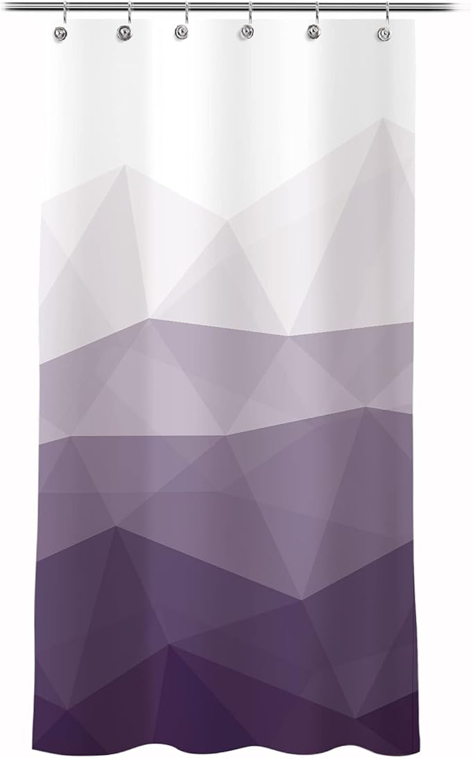 Sunlit Designer 36 x 72 Inches Small Stall Shower Curtain, Ombre Purple RV Half Size Narrow Fabric Shower Curtains for Bathroom Decor, Contemporary Geometric Bathroom Curtains, Purple
