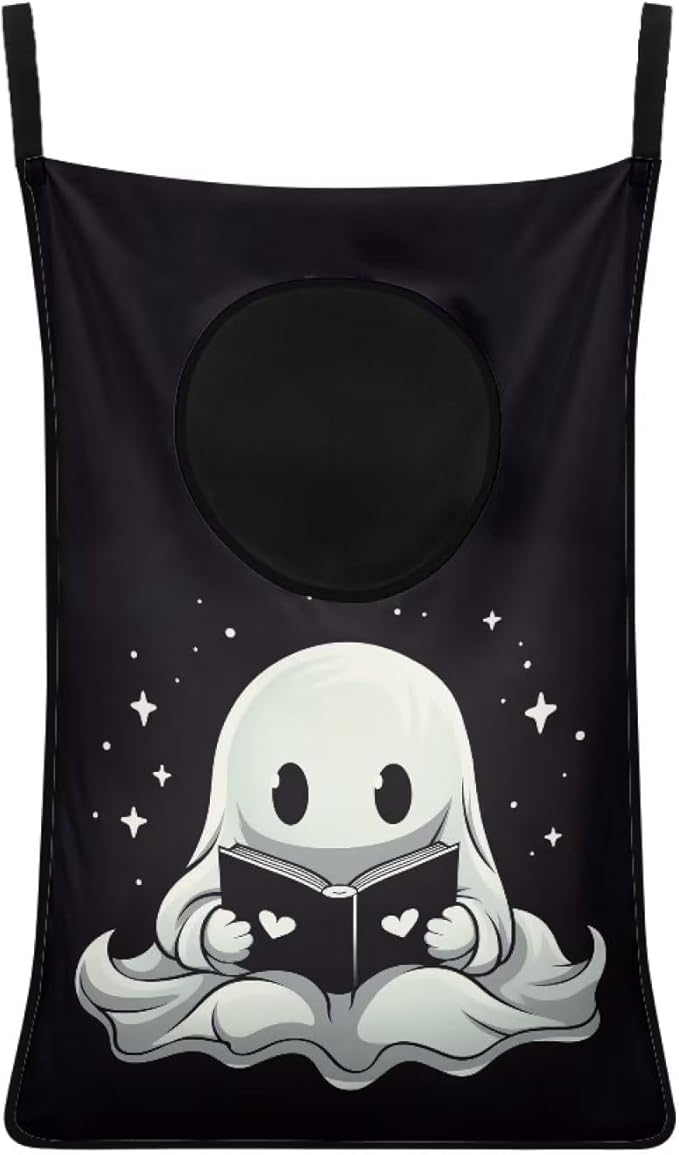 ZFRXIGN Halloween Ghost Hanging Laundry Hamper Black Skull Laundry Bag for Bedroom, Bathroom Over The Door Hamper Storage Organizer Dirty Cloth Hampers Laundry Baskets Space Saving